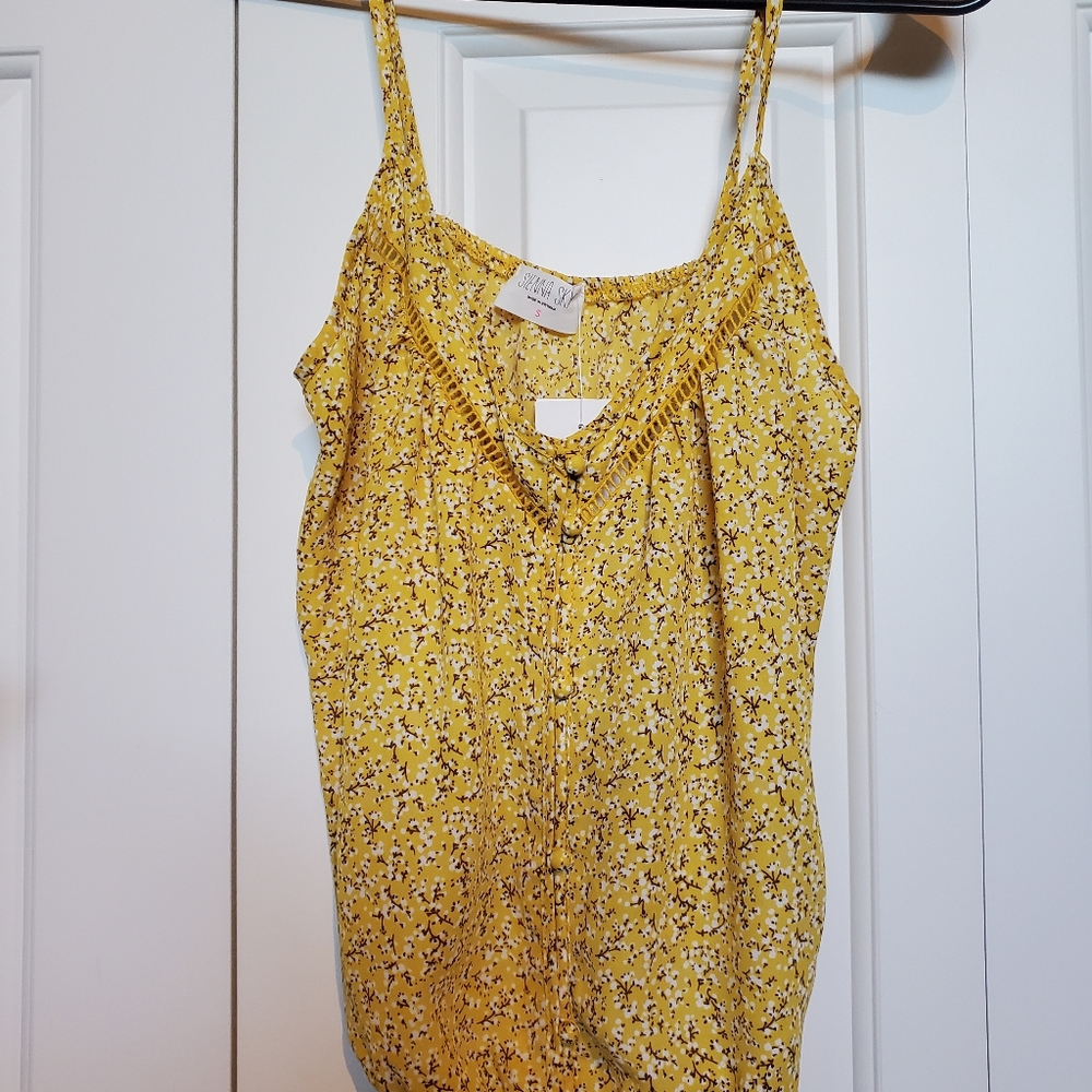 Yellow floral summer tank top